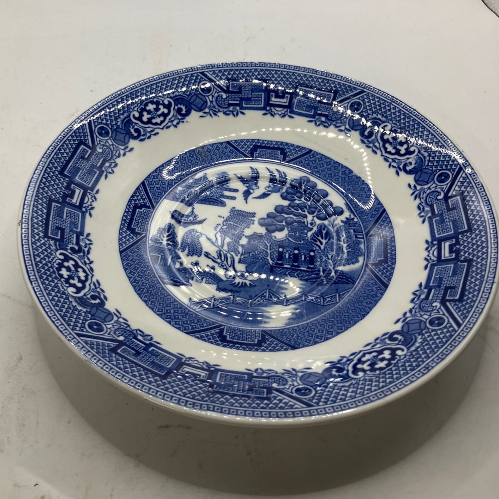 Ridgway‎ Willow Blue & White Pottery Plate, North Staffordshire England Vintage